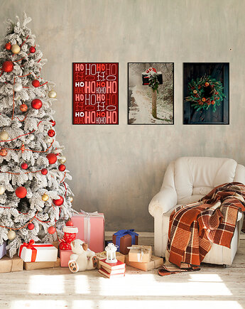 Zestaw plakatów - Świąteczne HO HO  (set144), raspberryEM