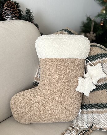 Poduszka Świąteczna Skarpeta Beżowa Boucle, poduszkownia