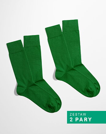 Skarpetki Essential - Emerald Field - Zielony - Zestaw 2 pary (unisex), OKAZJE - Prezent na Wieczór kawalerski