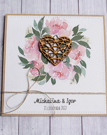 Kartka w pudełku : serce : personalizacja, kaktusia