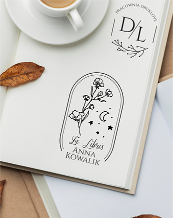Stempel Ex Libris Exlibris personalizowany Kwiatki 1, DrukLove