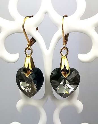Kolczyki Swarovski  kryształowe serca, Silver Violet