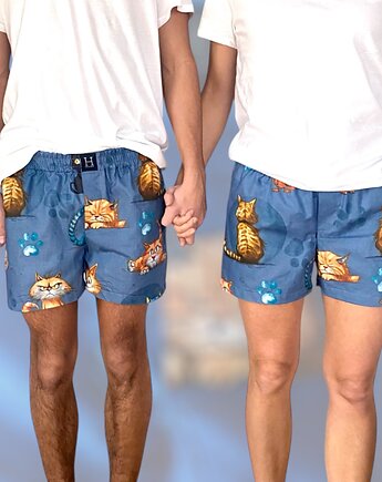 Spodenki do spania dla PARY bokserki w koty, HisOutfit