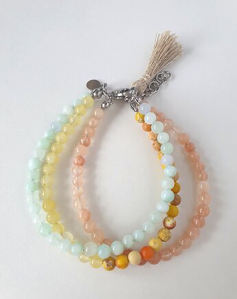 Bransoletka TRIO BOHO ART jadeit, jaspis, seledyn, pomarańcz,żółty, modesign