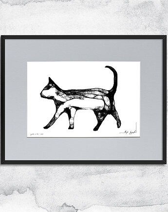 Grafika z ramą - nr 65 - kot, Maja Gajewska