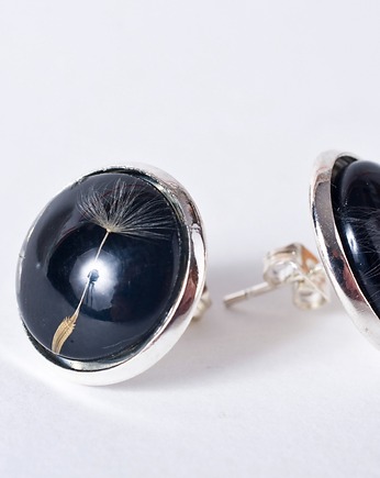 Kolczyki - sztyfty z dmuchawcem w żywicy., So Jewelry