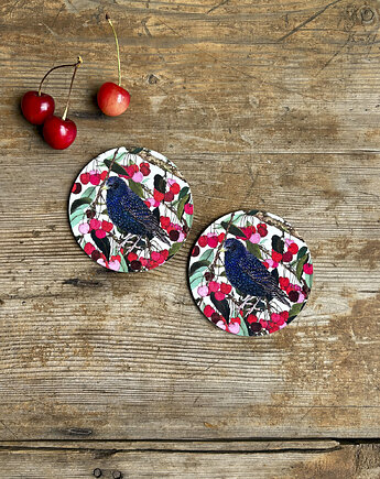 Podkładki pod kubek- Szpak i czereśnie, BOSKE