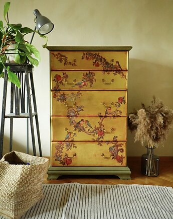 Malowana wysoka komoda z ptakami, Bramasole