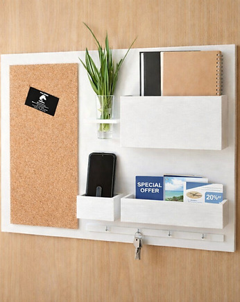 Organizer biurowy - 63x45 cm, drewniany, na ścianę. tablica korkowa, Silva Drewniane Dekoracje