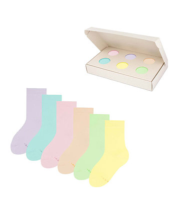 Zestaw długich kolorowych skarpetek dla dzieci w pudełku - Pastel Box, ZOOKSY