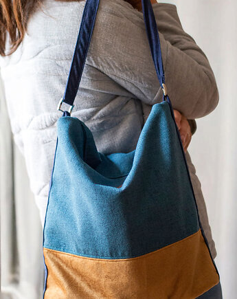 Turkusowo-miodowa boho bag, raspberi