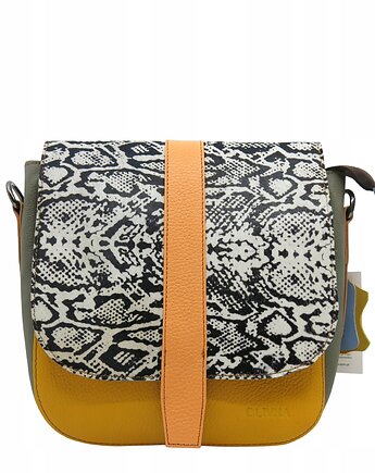 Torebka damska klasyczna skórzana regulowany pasek klapka wzór OLIVKA, Olivka Warsaw