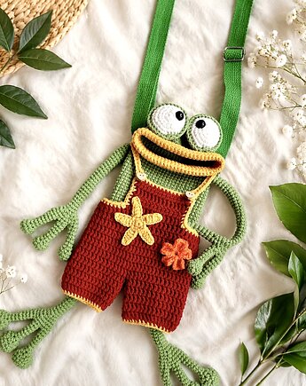 Torebka szydełkowa Żabka na telefon, Pracownia Deco