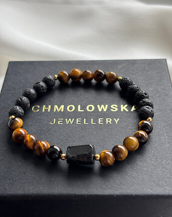 Bransoletka męska Turmalin i Tygrysie Oko, Chmolowska Jewellery