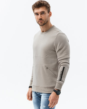 Bluza męska z kieszenią zapinaną na zamek - beżowa B1349, OSOBY - Prezent dla Chłopaka