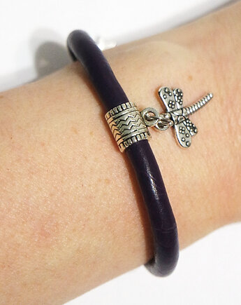 Bransoletka - Ważka mała, bakłażan, yenoo