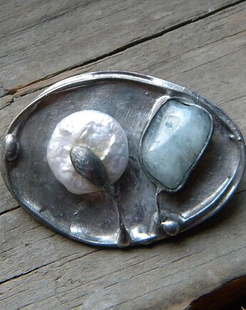 Roślinek portret własny -  perła i akwamaryn, Beata Trotter