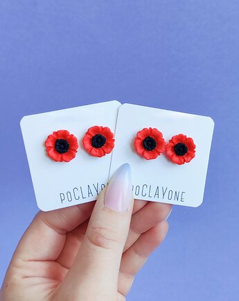 Kolczyki maki sztyfty z gliny polimerowej, poCLAYone