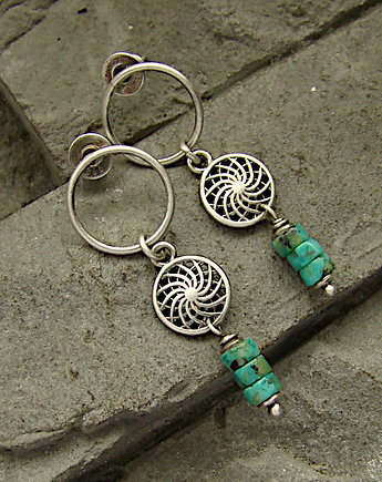 Kolczyki srebrne Turquoise Loops I, RayOfArt