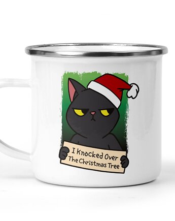 Świąteczny kubek metalowy zły kot czapka, Kreatywny Warsztat