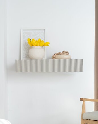 Miley konsola podiweszana toaletka wisząca ryflowana biała, czarna kaszmirowa, Papierówka Simple form of furniture