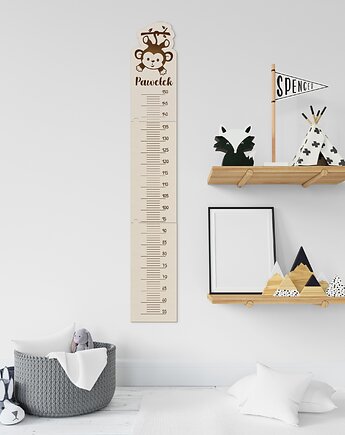 MIARKA WZROSTU drewniana z IMIENIEM na ścianę dla dzieci wisząca 150cm, smxdsgn