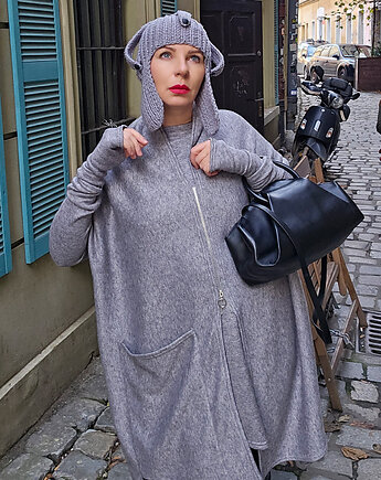 Szal Sweter Narzutka szary, momo fashion