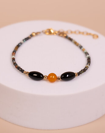 Bransoletka Onyks i Turmalin i Bursztyn bałtycki, Andorii by Baco