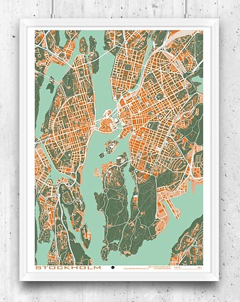 Plakat Sztokholm - plan miasta, minimalmill