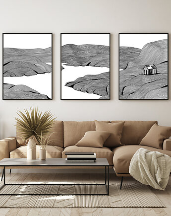 Fiordy / Norwegia  / zestaw 3 grafik, Jola Regeńczuk Art