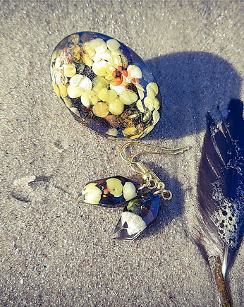 Kolczyki z bursztynem, czarne, Figa handmade accessories