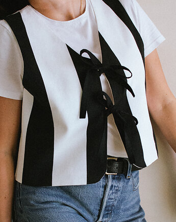 Kamizelka bawełniana w paski, wiązana, Chyba Śnisz