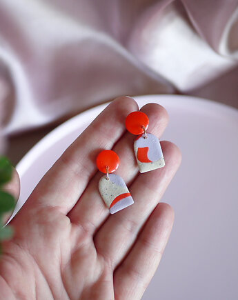 KOLCZYKI małe, wiszące,  wakacyjne, lekkie! pastel orange, MODELINOVA