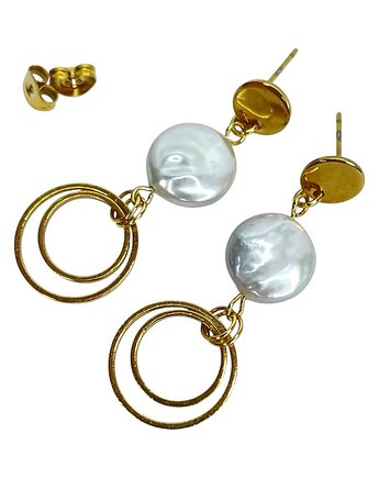 Perłowe kolczyki ze złoconymi okręgami, Artseko