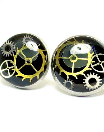 Kolczyki Sztyfty - Okrągłe (czarne) - 10 MM, DROBINY CZASU