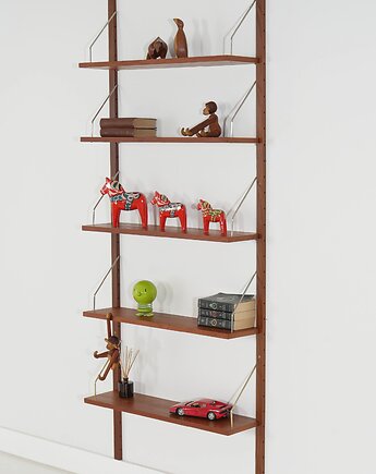 Regał modułowy, fornir tekowy, Dania, lata 70., Przetwory design