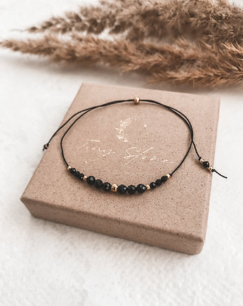 Bransoletka Moon z czarnego turmalinu na jedwabnej nici, Tiny Stone