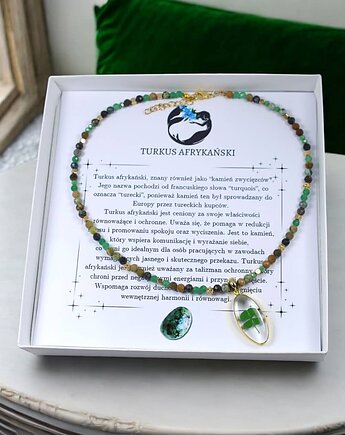 Naszyjnik turkus afrykański z czterolistną koniczyną, Lovely Jewellery