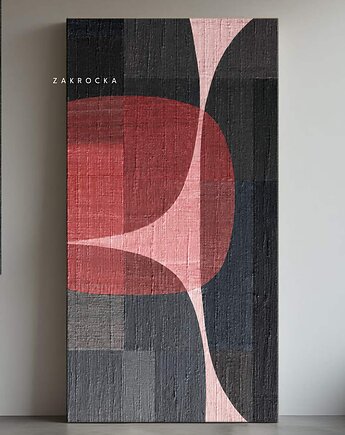 ZAKROCKA ATELIER obrazy do salonu modernistyczne 80x160cm -  buraczek i beż, art and texture