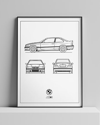 Plakat Legendy Motoryzacji - BMW M3 e36, Peszkowski Graphic