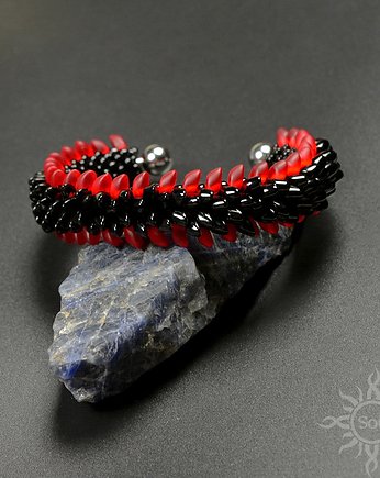 Shagrax, smocza bransoleta cuff, beading, Sol