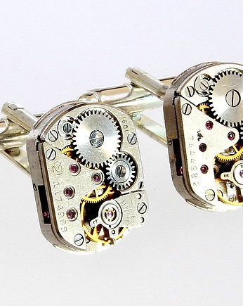 Spinki mechaniczne - Squares II + Pudełko - Spinki, silver - szybka wysyłka, DROBINY CZASU