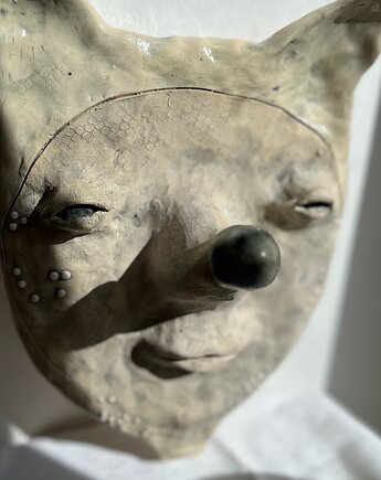 Obraz ceramiczny, płaskorzeźba, twarz, maska (do zawieszenia na ścianie), forestore marzena konsek