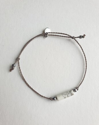 Bransoletka BOHO sznurkowa szary, morganit, hematyt, modesign