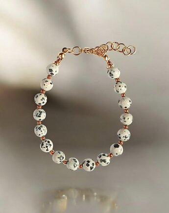 Jaspis dalmatyński i złoty hematyt : bransoletka regulowana, kaktusia