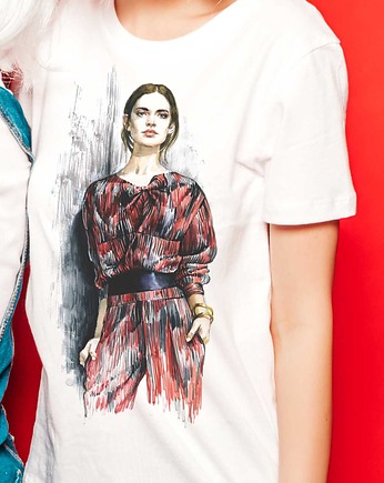 Koszulka organiczna z nadrukiem Fashion Girl, ART ORGANIC
