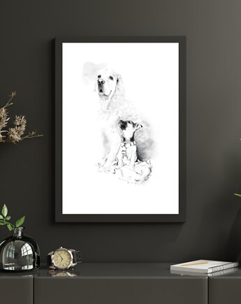 Grafika - rysunek - Psy, przyjaźń, przywiązanie, Anka Bednarz