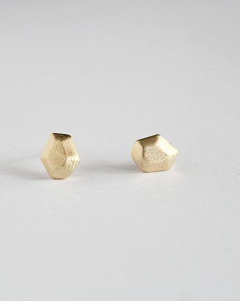 Kolczyki złote 16k Gold Plated Matt Geometric Solid Studs, Le Boho Bleu