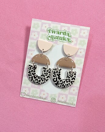 Oryginalne kolczyki w pastelowych odcieniach z panterką, Twarda Sztuka
