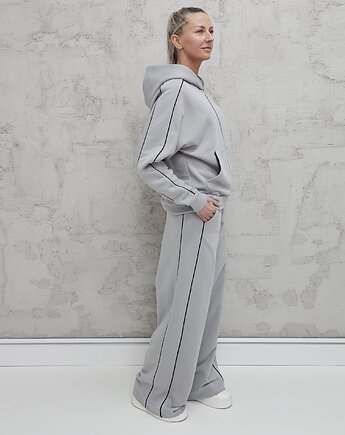 Lucia komplet z rozpinaną bluzą i szerokimi spodniami Glacier Gray, Ablush